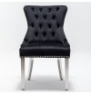Srebrne, czarne krzesło Glamour- Stone pikowane