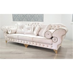 Sofa GLAMOUR Preston Big White + GOLD 263cm