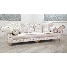 Sofa GLAMOUR Preston Big White + GOLD 263cm