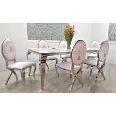 Jadalnia GLAMOUR stół 200 x 100 + 6 krzeseł Swarovski
