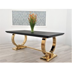 Stół rozkładany GLAMOUR Gold + Black 200/300x100cm