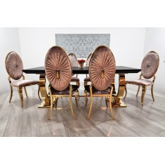 Jadalnia Stół rozkładany 200/300 + 6 krzeseł OVAL Premium / KOLOR