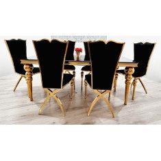 Jadalnia Glamour Princessa złoto krzesła czarne