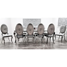 Jadalnia glamour Stół 240/100 + 10 Krzeseł Oval Premium Silver