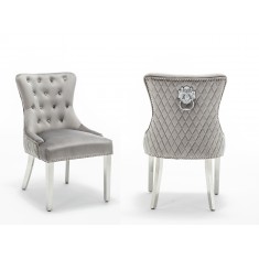 Krzesło Glamour  Stone- srebrne, szare, pikowane