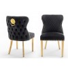 Krzesło Glamour Diamont czarne pikowane z kołatką