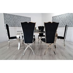 % Promocja! Jadalnia srebrna 160 cm + 6 krzeseł
