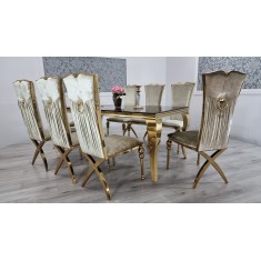 Jadalnia glamour 780 + 8 krzeseł złotych