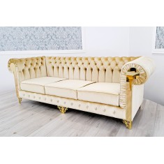Sofa glamour 4os. w tkaninie gold