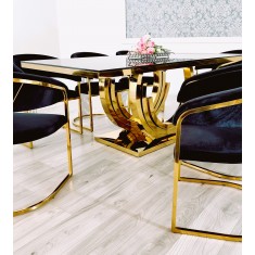 Jadalnia złota stół NEXT + 8 krzeseł Euphoria