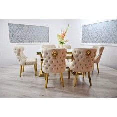 Jadalnia glamour: stół 180cm białe szkło+ 6 krzeseł diamont