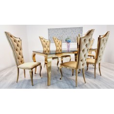 Jadalnia glamour złota ludwik+ 6 krzeseł Vanessa pik
